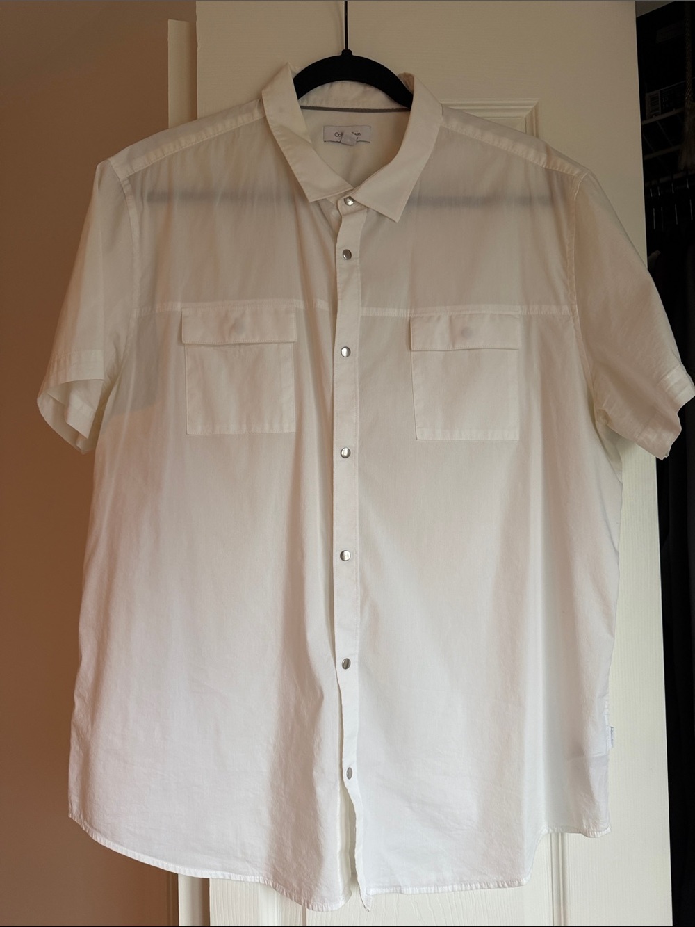 Calvin Klein Men's White Snap-Front Shirt Size XL